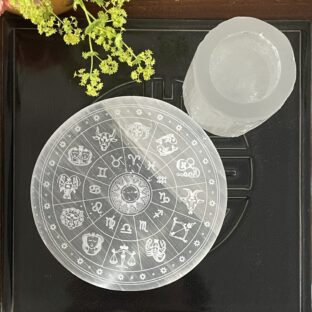 セレナイト ゾディアック プレート・キャンドルホルダーセット